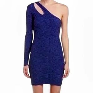 NWT BCBGeneration  One Shoulders Cutout Mini Bodycon Dress in periblue